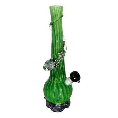 Noble Glass Softglas Bong Grün-Schwarz-Gold mit Dichro Wrap