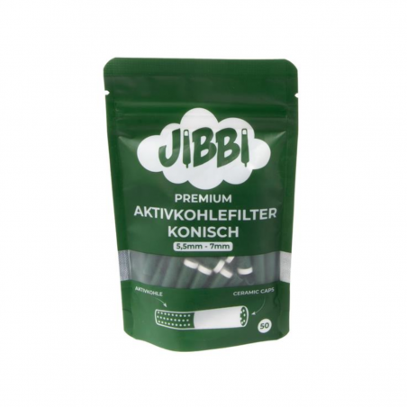JIBBI Premium Grün Konische Aktivkohlefilter 5,5-7mm 50 Stk.