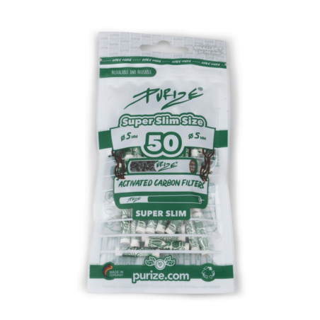 PURIZE Super Slim Aktivkohlefilter 5mm 50 Stk.