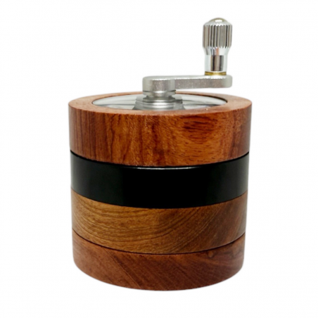 JJ Alu/Holz Grinder mit Kurbel 4-teilig Schwarz