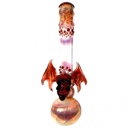 Grinder Glass 'Garnet Red Skull Bat' mit Gold Fume