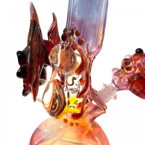 Grinder Glass 'Garnet Red Skull Bat' mit Gold Fume