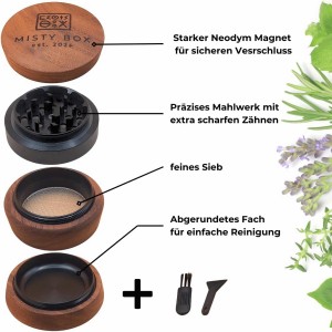 Misty Box Premium Holz-/Aluminium Grinder 4-teilig