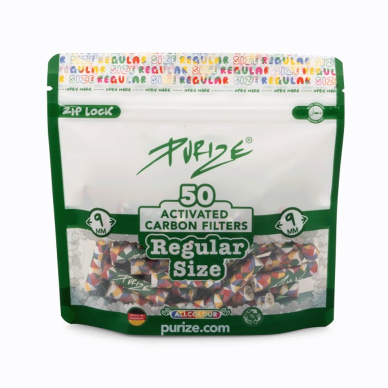 PURIZE Regular Size Farbig Aktivkohlefilter 9mm 50 Stk.