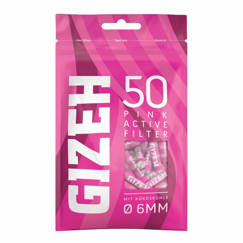 Gizeh Active Filter Pink Aktivkohlefilter 6mm 50 Stk.