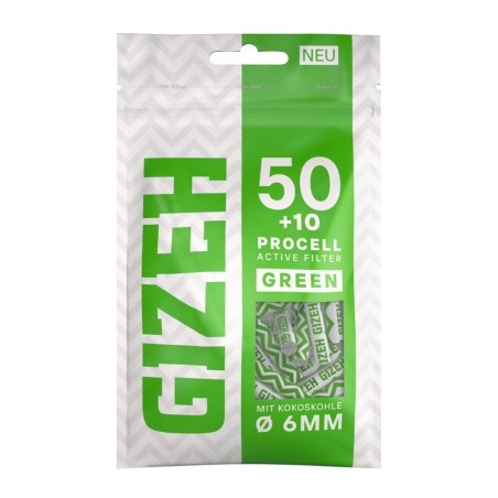 Gizeh ProCell Active Filter Grün Aktivkohlefilter 6mm 60 Stk.