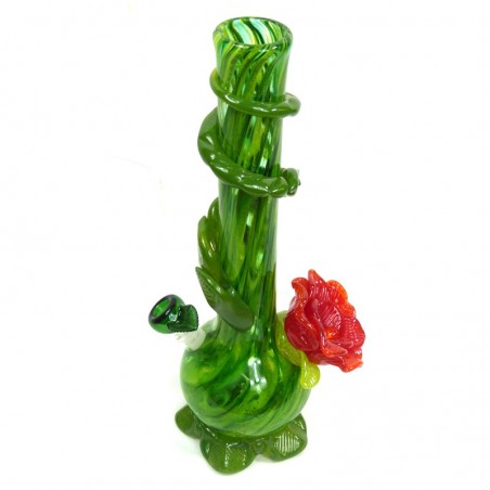 Medium w. Flower Softglas Bong (Grün) Noble Glass
