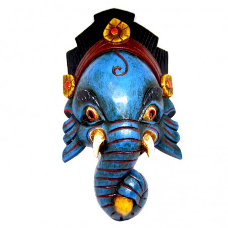 Ganesha Handgeschnitzte Holzmaske Blau