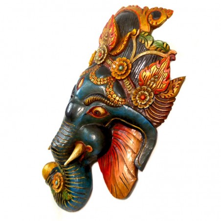 Ganesh Handgemachte Holzmaske Blau