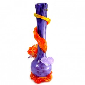 Noble Glass Medium Softglas Bong Lila2 mit Blume