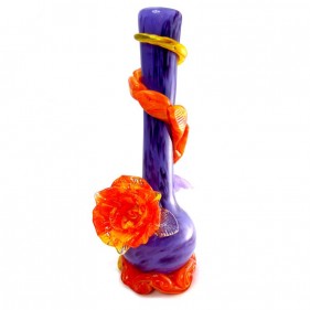 Noble Glass Medium Softglas Bong Lila2 mit Blume
