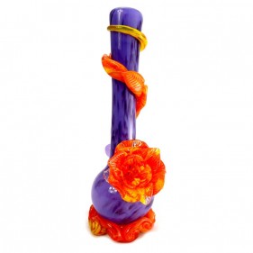 Noble Glass Medium Softglas Bong Lila2 mit Blume