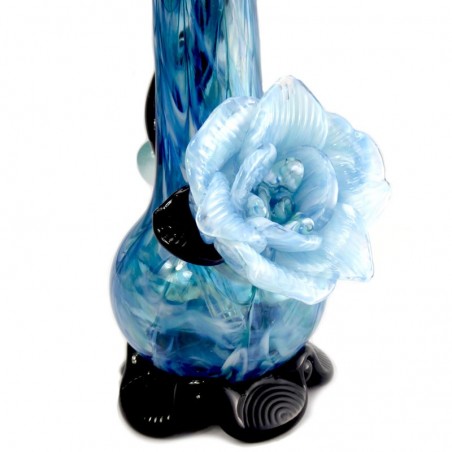 Medium w. Flower Softglas Bong Blau2 Noble Glass
