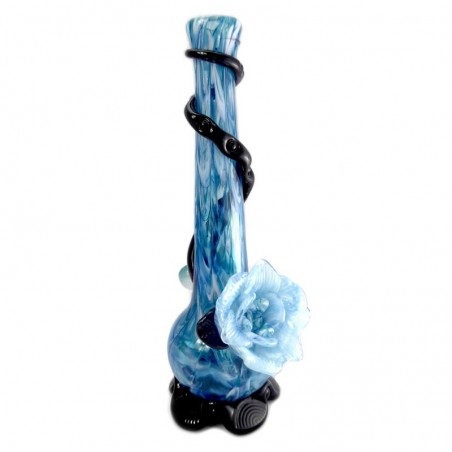 Medium w. Flower Softglas Bong Blau2 Noble Glass