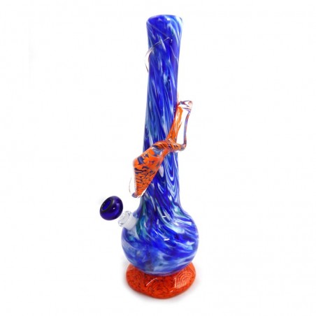 Medium Water Pipe 3G Softglas Bong Blau-Orange Noble Glass