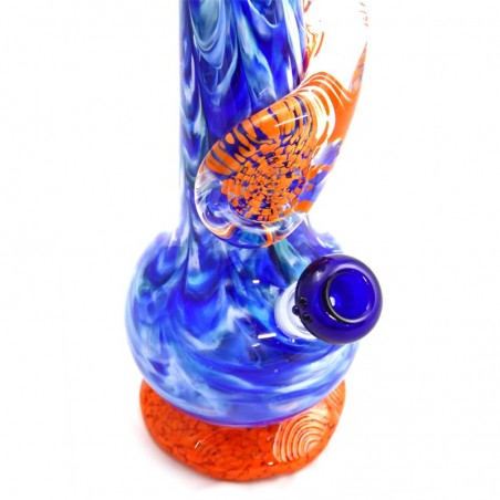 Medium Water Pipe 3G Softglas Bong Blau-Orange Noble Glass