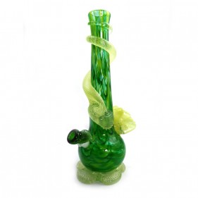 Medium w. Uranium Flower Softglas Bong Noble Glass