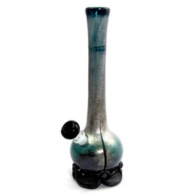 Noble Glass Softglas Bong Türkis mit Premium-Folierung Silber-Gold