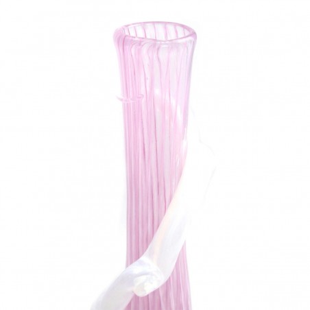 Medium Water Pipe 3G Softglas Bong Pink-Weiß Noble Glass