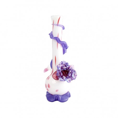 Noble Glass Softglas Bong Lila-Weiß mit Blume