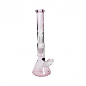 Pinke Ice-Bong aus Glas von "Blaze Glass" in Kolben Form mit Baum-Perkolator