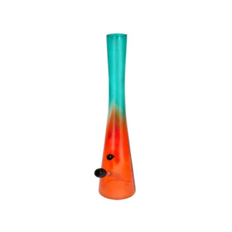 Orange Bong aus Glas in konischer Form mit Schlauch Seitenansicht