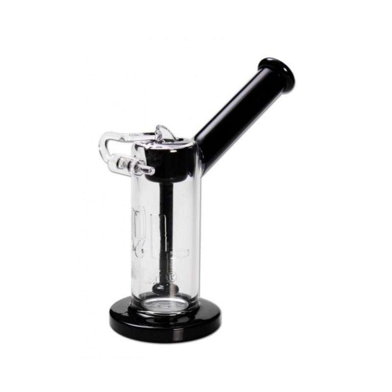 Ölbong mit Perkolator Klar/Schwarz von Black Leaf Seitenansicht Ölbong mit Perkolator Klar/Schwarz von Black Leaf Seitenansicht