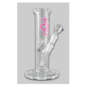 Kleine Glas Eisbong mit Pinke Jelly Jocker Logo Seitenansicht