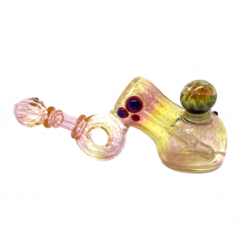 Mundgeblasene Glaspfeife von Daydream Glass mit Rubinflecken Rechte Seitenansicht