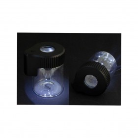 Glasdose mit Lupe im Deckel LED-Licht Ansicht