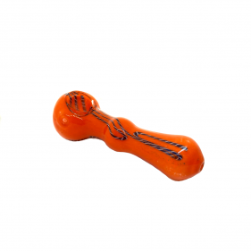Orange Tabakpfeife aus Glas mit Kickloch Seitenansicht