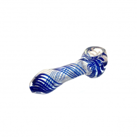 Spoon Pfeife aus Glas Blau Seitenansicht