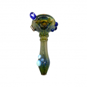 Pfeife aus Glas mit Opal Schwarz- Grün von "Daydream Glass" Vorderseite