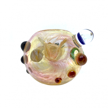 Gelbe Horn Glaspfeife mit Opal