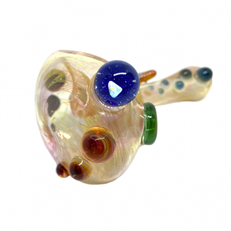 Gelbe Horn Glaspfeife mit Opal