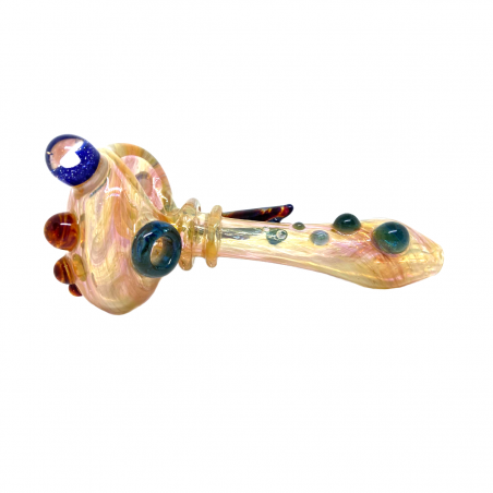 Braune Horn Glaspfeife mit Opal