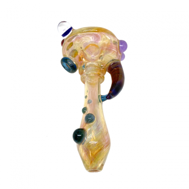 Braune Horn Glaspfeife mit Opal