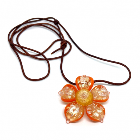 Mars Glassworks Blumen-Anhänger aus Glas Orange