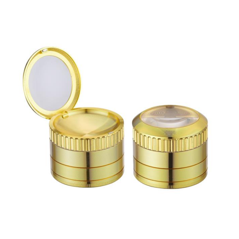 Champ High 'Magnifier' Aluminium Grinder mit Lupe 4-teilig Gold