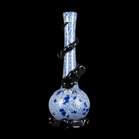 Noble Glass Small Softglas Bong mit Wrap GonG Blau-Weiß