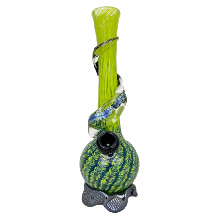 Noble Glass Texturierte Softglas Bong mit Dichro Wrap Grün